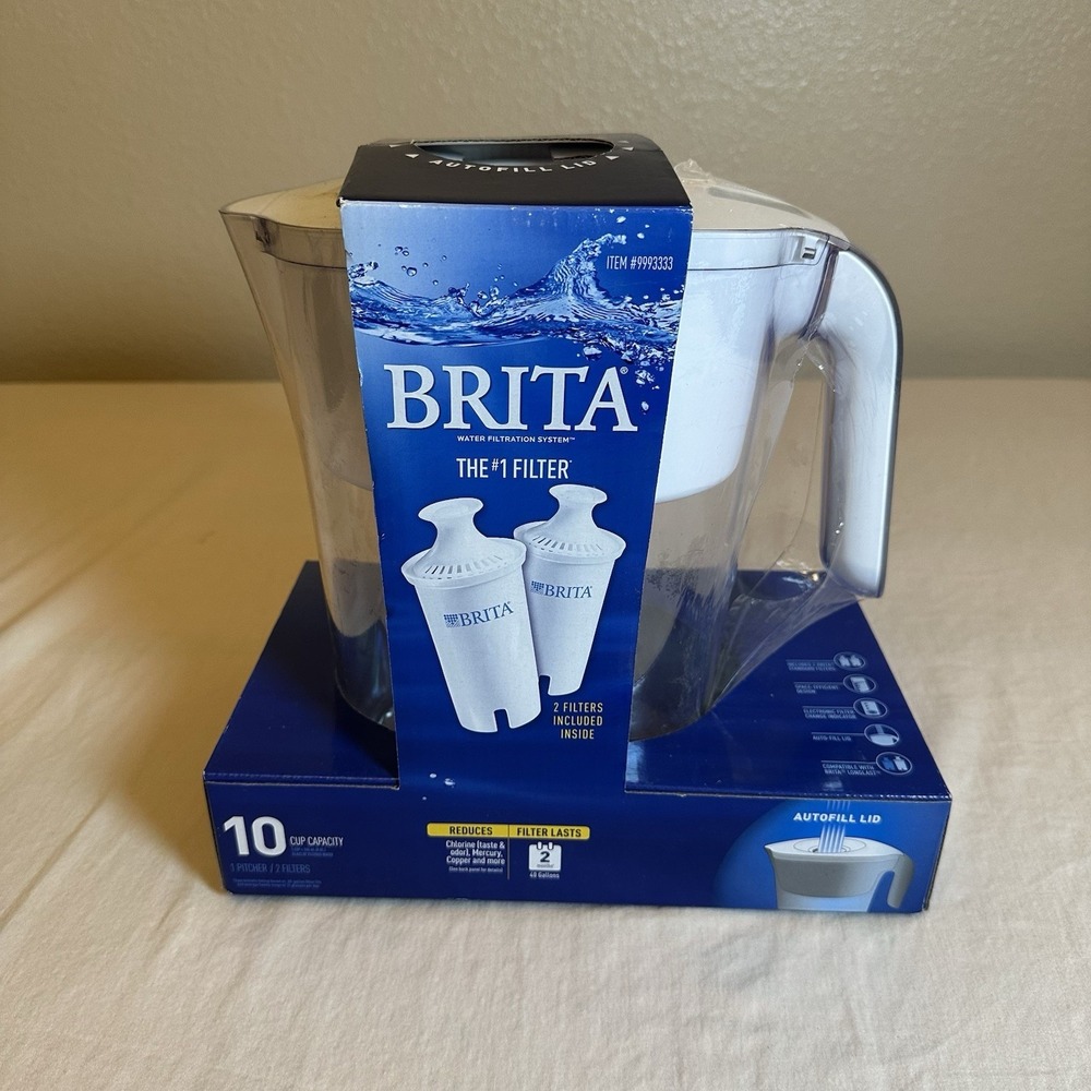 Brita Elite 10-Cup Water Filter Pitcher + 2 Elite Filters BPA Free New Sealed